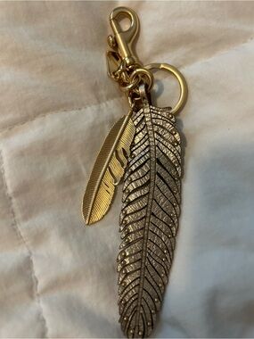Gold and Silver Feather Keychain
